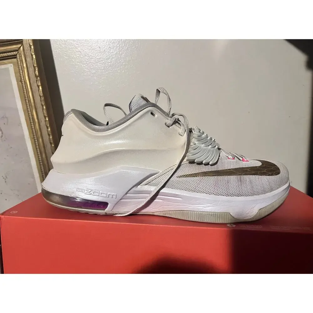 2014 Mens Nike KD 7 PRM Aunt Pearl Pink Pow Platinum Size 11.5 Used OG